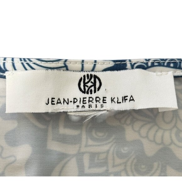 Jean-Pierre Klifa Floral Wrap Dress Blue  White Long Sleeve Stretchy Womens XL - Picture 6 of 8